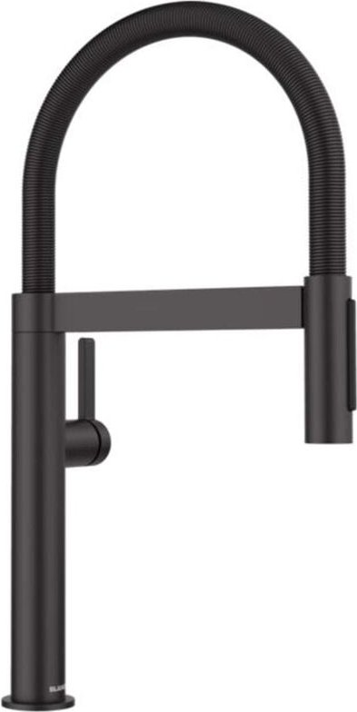 Blanco - Culina s - Spültischarmatur mit flexiblem Arm und Brause, schwarz matt 527468