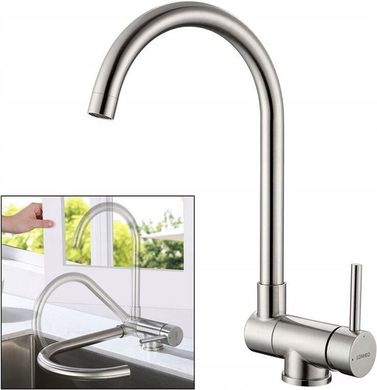 Hochdruck Küchenarmatur Umklappbar 360° Drehbar, Klappbares Hochdruck Wasserhahn Küchen aus Edelstahl, Spültischarmatur ...