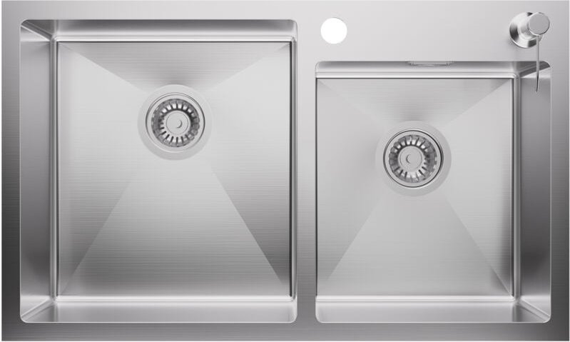 Auralum Rechteckige Küchenspüle 75 x 45 x 19 cm, 2 Becken Edelstahl Einbau Spülbecken inkl. Ablaufgarnitur und 300ml Sei...
