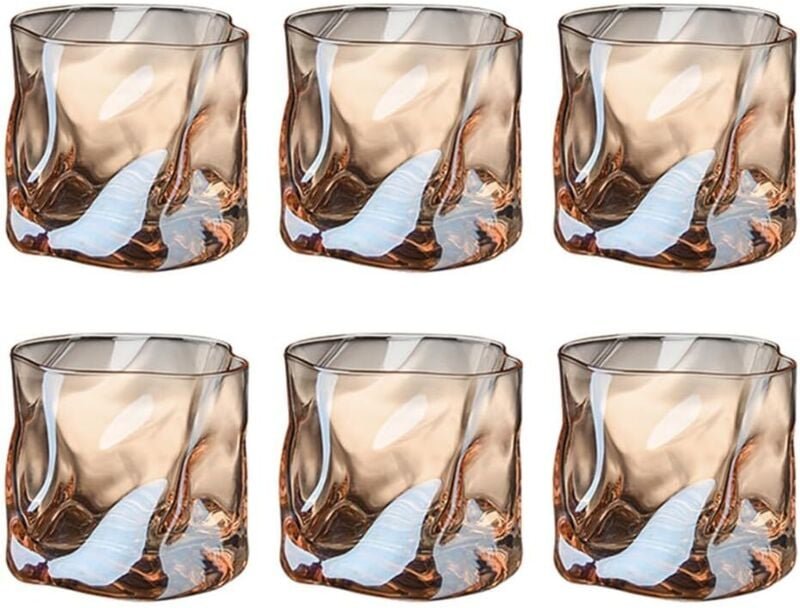 Bluedeer - 6er Set Whisky Gläser, 280 ml, Bourbon Doppeltes Bleifrei Kristallgläser, Whiskey Glas Ideal für Bars, Wohnun...