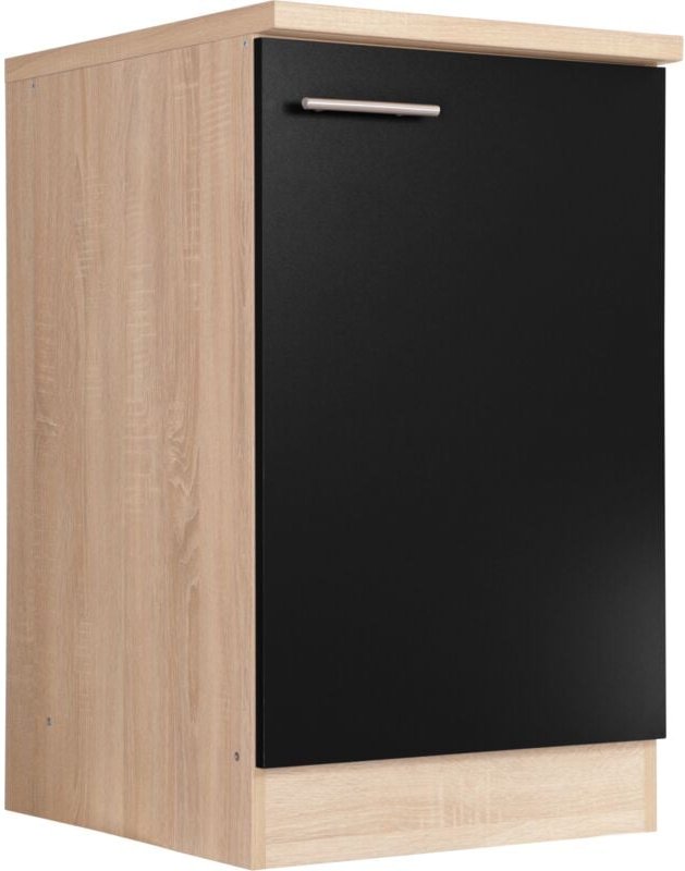 Spülenunterschrank Küchenschrank 50 cm Eiche Sägerau Schwarz Merle Respekta