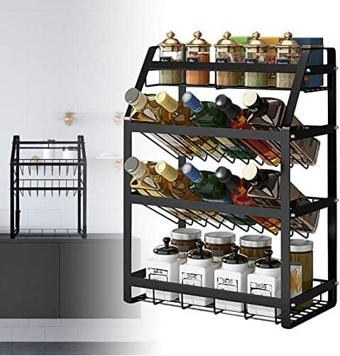 Thumbnail - Yardin - Gewürzregal Stehend mit 4 Etagen, Gewürz Organizer Ohne Bohren, Küchenschrank Spice Rack, Metall Gewurzregalsys...