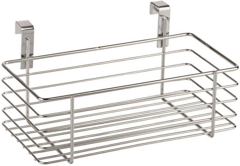 Verchromter Metall-Hängekorb, 24 x 15 cm, kleiner Küchenkorb, Hängekorb für die Küche, Küchenkorb zur Türmontage ohne Bo...