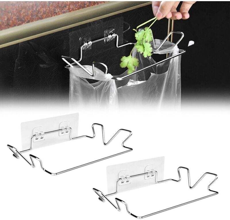 Set mit 2 wandmontierten Müllbeutelhaltern aus Edelstahl für die Küche