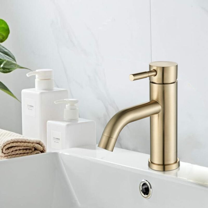 Goldene Waschtischarmatur, Einhebel-Waschtischmischer, Waschtischarmatur, gebürstete Gold-Waschtischarmatur