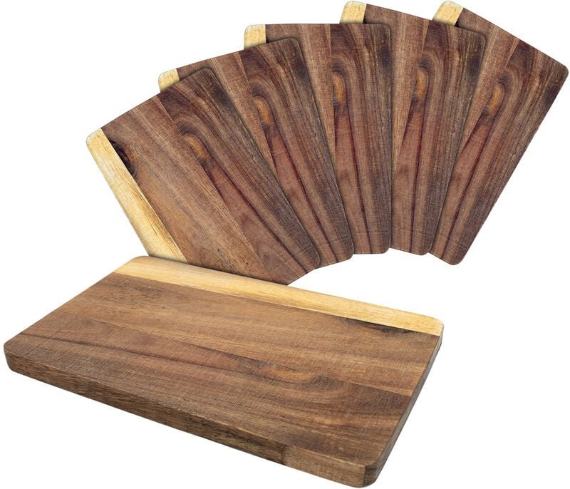 Spetebo - Akazien Schneidebrettchen 22 x 14 cm - 6er Set - Küchenbrett aus Holz - Schneide Servier Küchen Brett Brettche...