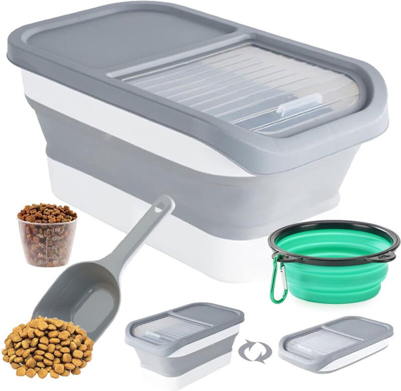 Sinbinta - Hundefutter Aufbewahrung Dog Food Container Futtertonne Aufbewahrungsbox Faltbar mit Deckel Löffel Messbecher