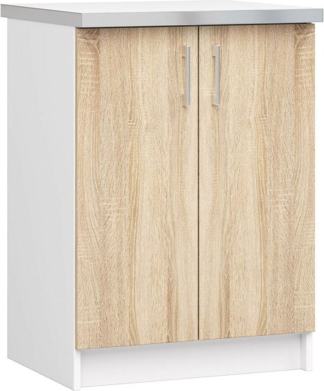 Küchenschrank Akord lima modular S60 Unterschrank mit Arbeitsplatte Weiß 60 cm 2 Türen 2 Ebenen Front Sonoma-Eiche B60 x...