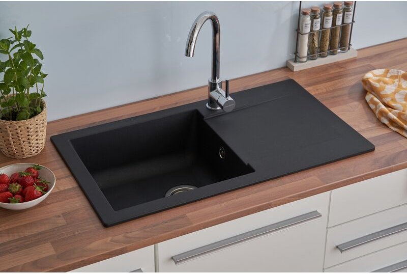 Einbauspüle Küchenspüle Spüle Granit Mineralite 78 x 44 Schwarz Respekta Denver