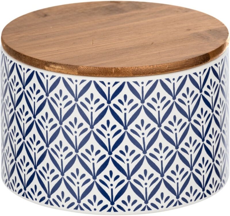 Wenko - Aufbewahrungsdose Lorca 0,75 l hochwertige Keramik, Keramikdose im mediterranen Ornamenten-Muster in Blau-Weiß, ...