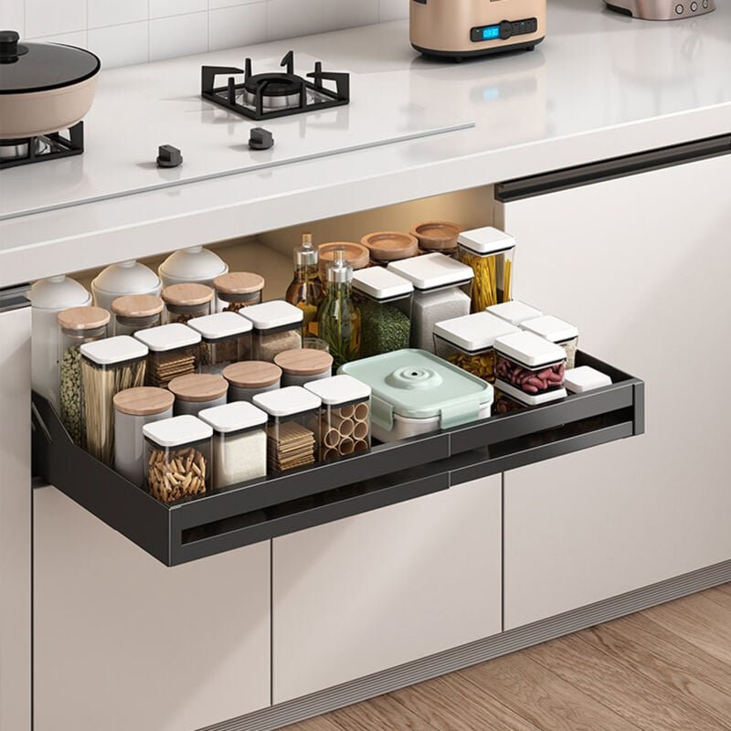 Thumbnail - Teleskopschublade mit Kleber, Erweiterbarer Ausziehbarer Schrank-Organizer, Breite Verstellbar (33–55 cm), Schubladen Au...