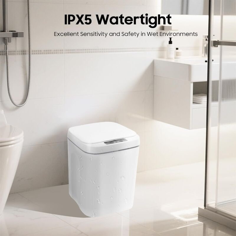 Automatischer Abfalleimer mit Sensor 16L weiß - Kontaktloser Abfalleimer für Küche, Bad, Toilette oder Büro