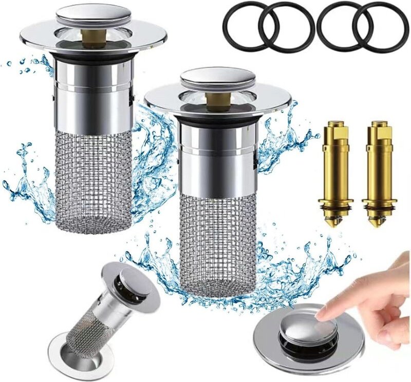 WaschbeckenstöPsel,Waschbeckenstöpsel für Waschbecken für 34-40mm Abfluss Ablauf, Abflussstopfen Waschbecken mit Haarsie...