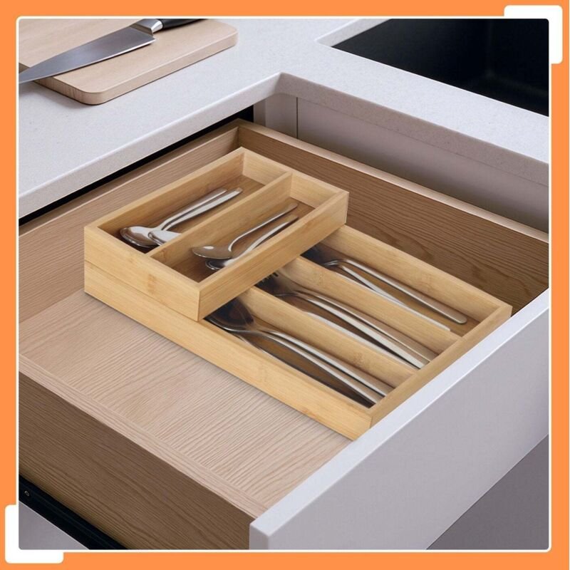 Besteckschubladen organizer aus bambus 2 teilig 6 facher