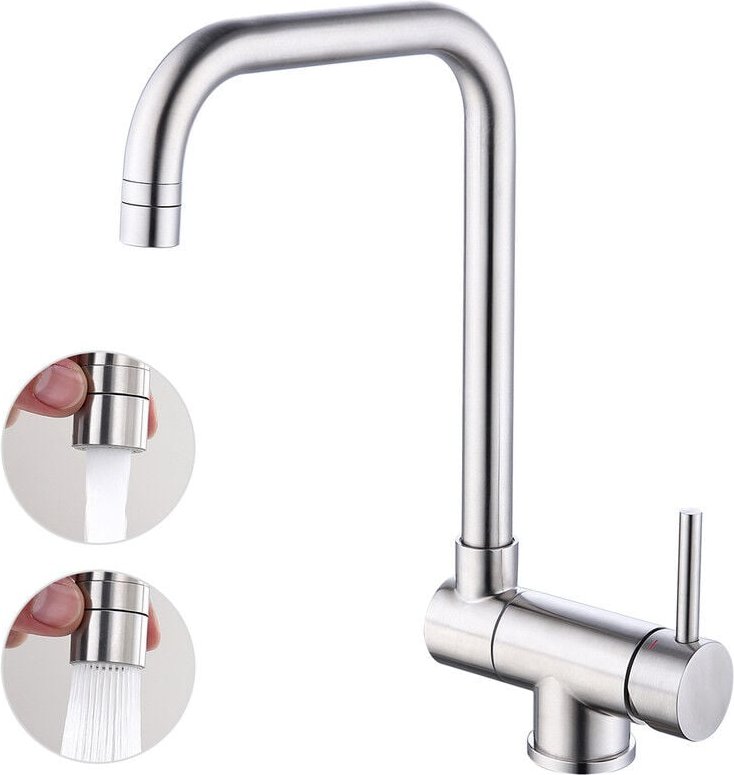 Klappbare Spültisch-Mischbatterie Klappbare Küchenarmatur mit 2 Düsen zur Auswahl Küchen-Mischbatterie aus gebürstetem N...