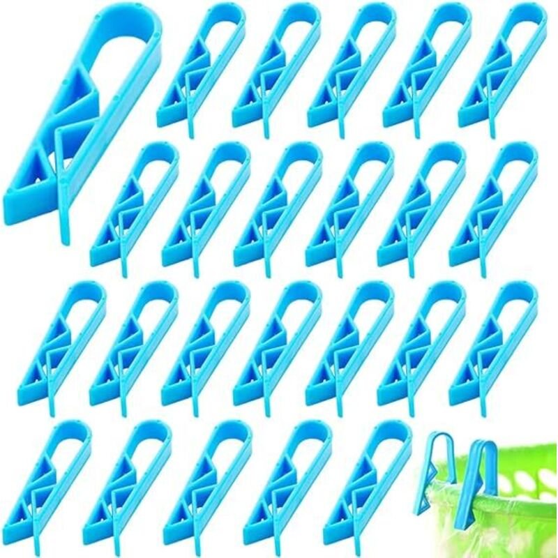 40 Stück Kunststoff-Clips zum Verschließen von Müllsäcken, blaue Mülleimer-Halter aus Kunststoff, praktische Müllsack-Cl...