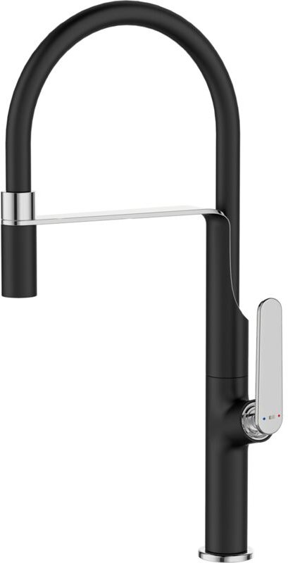 Hideno Spültischarmatur mit Brause schwarz und Chrom - Essebagno