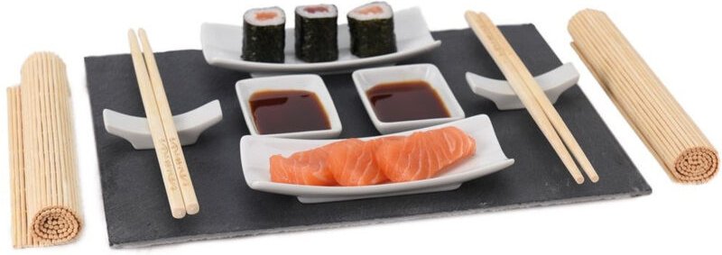 Excellent - eh Houseware, Sushiset mit Schieferplatte, Sushi - 11 Elemente