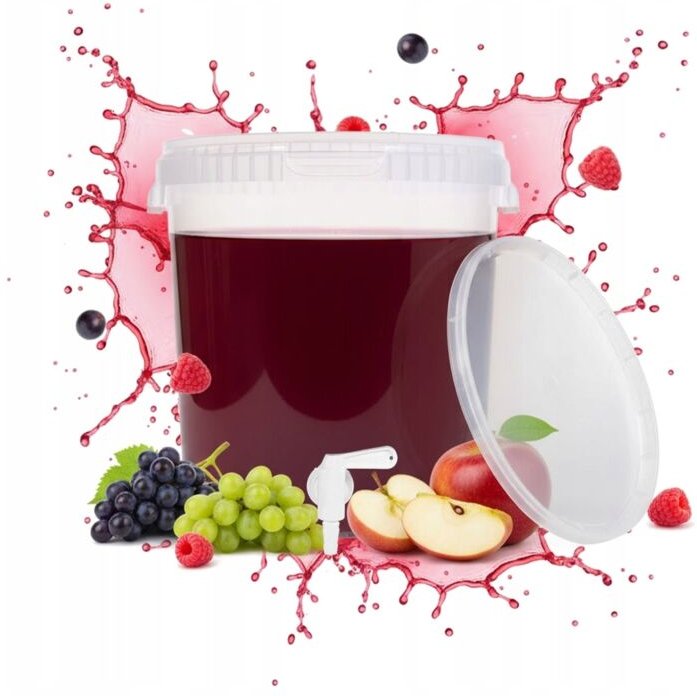 Gärbehälter 33L durchsichtiger Eimer + Zapfhahn für Liköre, Wein und Bier