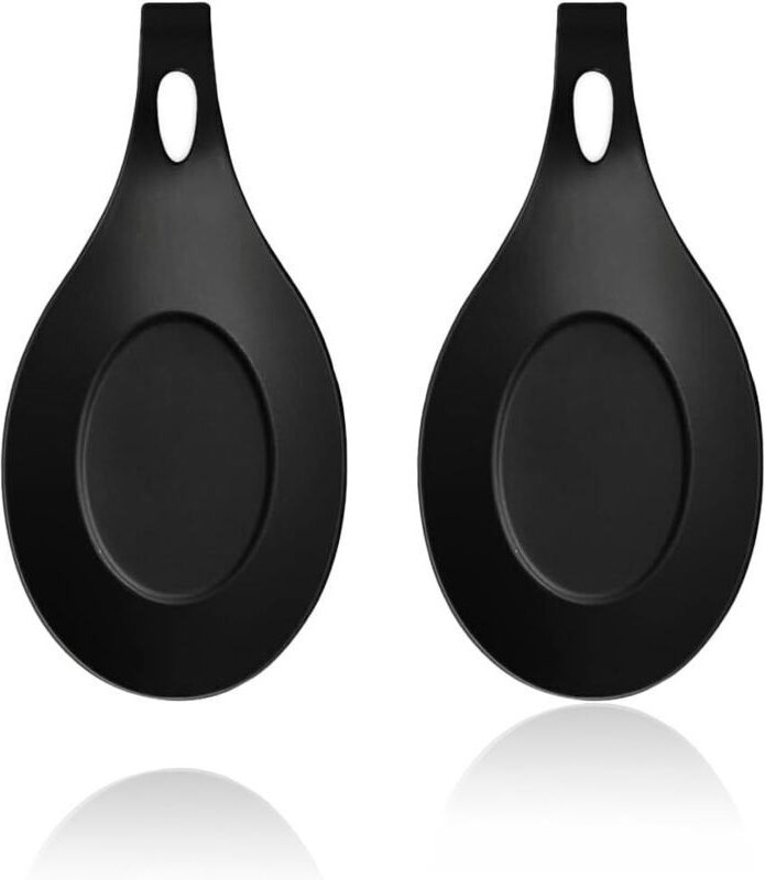KZQ - Reposacucharas negro mate para estufa, support de cocina para cucharones, tongs y espátulas (2 unidades)