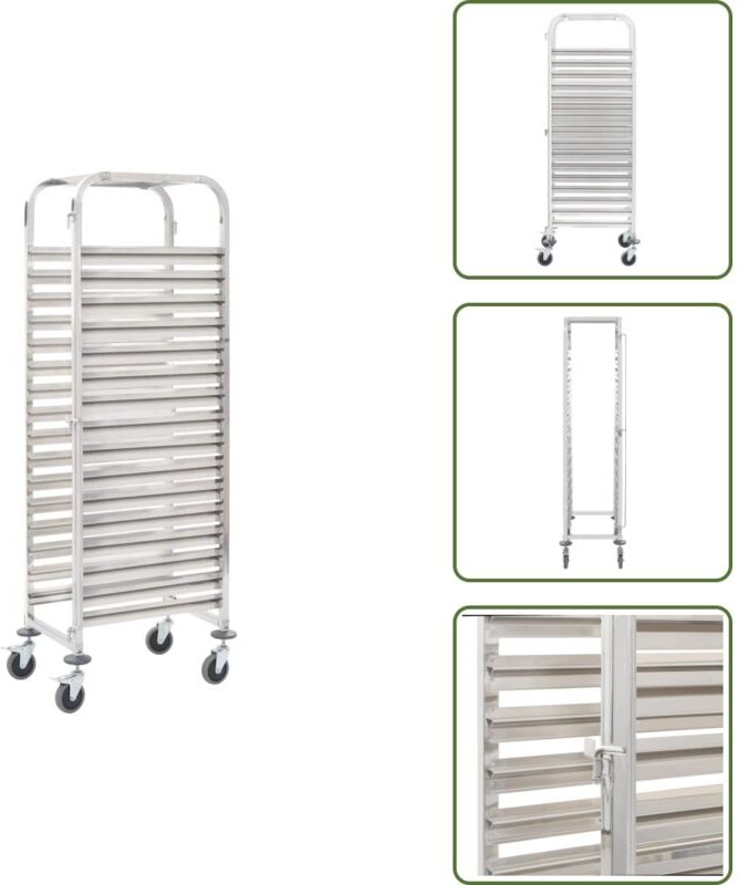 Tablettwagen für 16 Tabletts 38x55x163 cm Edelstahl - Küchenwagen - Edelstahl - Tablettwagen - Servierwagen - Restaurant...