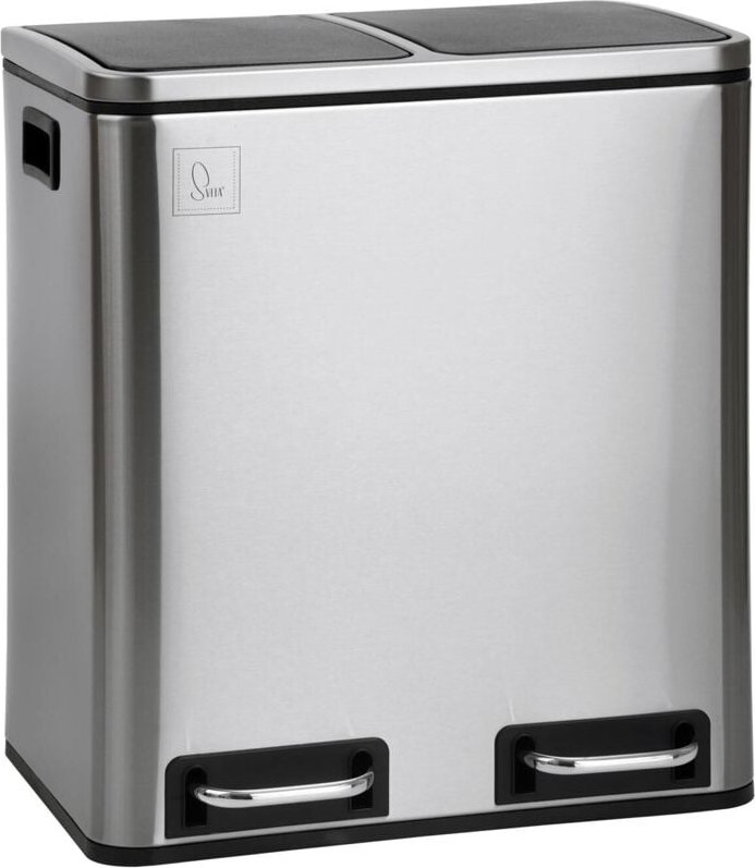 TM2X15 Mülleimer 30 Mülltrennsystem Abfalleimer mit Fächern Silber - Svita