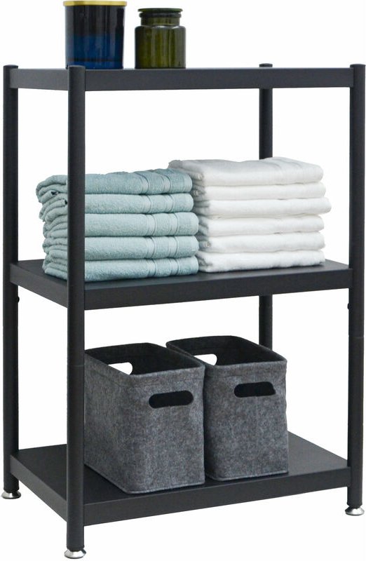 Industrial Design Metallregal 61x41x90 Standregal 3 Ebenen Metall Regal Schwarz