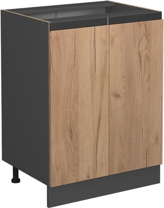 Küchenunterschrank R-Line, Goldkraft Eiche, 60 cm J-Shape, ohne Arbeitsplatte, Vicco