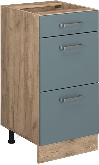 Küchenschrank R-Line, Blau-Grau, 40 cm mit Schubladen, ohne Arbeitsplatte Vicco