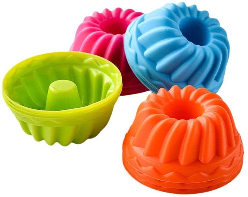 Set mit 12 Silikon-Backformen, Kürbisform, Antihaftformen, Donutformen, Muffinformen, abwaschbar und wiederverwendbar, A...