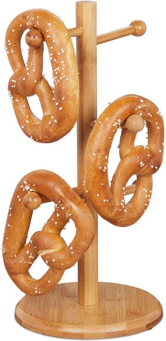Brezelständer aus Bambus, 6-armig, Höhe 35 cm, auch als Wurstständer oder Tassenhalter, Brezelbaum Holz, natur - Relaxda...