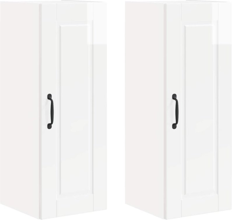 Küchenschrank mit Regal 2 pcs Hochglanz Weiß 30 x 31 x 80 cm vidaXL