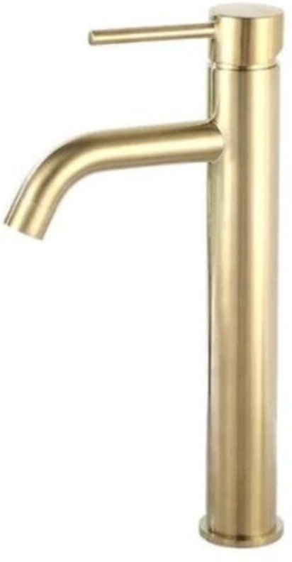 Waschtischarmatur, modernes und kreatives Design, poliert, Einlochmontage, gebürstetes Gold, massives Messing (2 Schläuc...