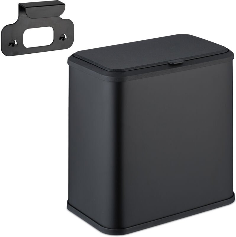 Mülleimer aufhängbar, 5 Liter, Küche und Bad, Inneneimer, Metall und Kunststoff, Kosmetikmülleimer, schwarz - Relaxdays