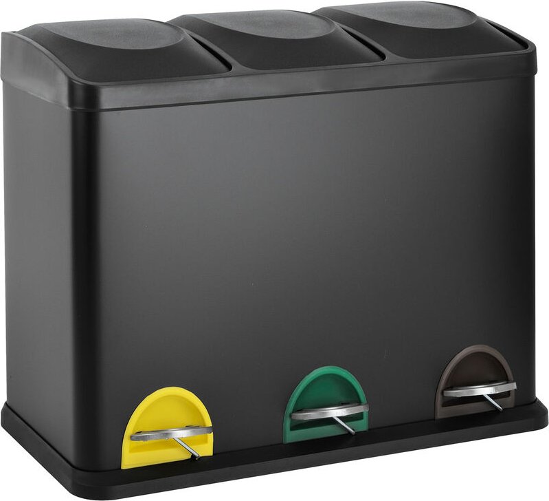 Thumbnail - SVITA TC3X15 Kücheneimer 45L Mülleimer Trennsystem Treteimer Abfalleimer Schwarz