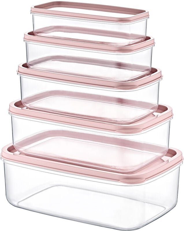 7house - Set mit 5 rechteckigen luftdichten Lebensmittelbehältern von