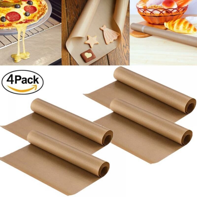 Dauerbackfolie (4er Pack) Extra Groß zum Grillen und Backen - 40x60 cm Zuschneidbar - Spülmaschinenfestes Backblech