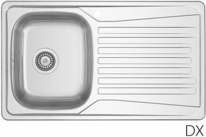LS02 Einbauspüle aus Edelstahl 86x50 cm mit Abtropffläche rechts