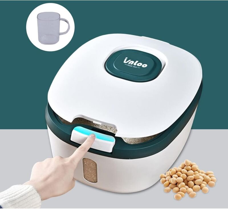 Reisspender für die Küche-luftdichter Eimer-reisspender-Mit Klappdeckel-Mit Messbecher-Großes, luftdichtes Trockenfutter...