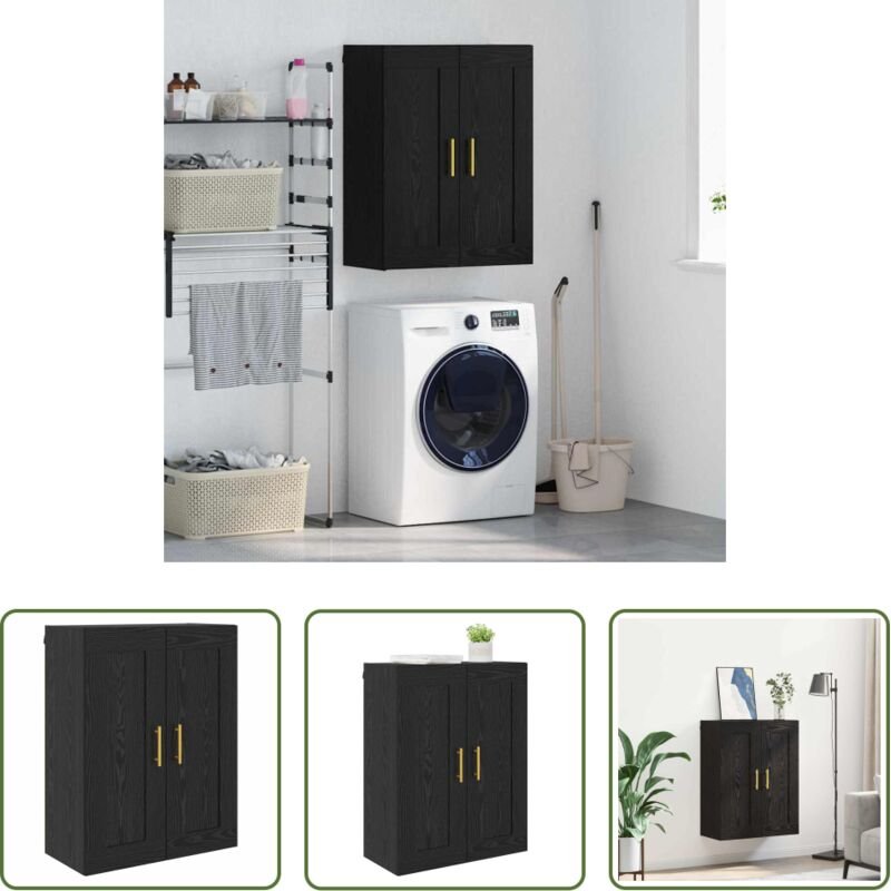 vidaXL Holzschrank - Wandschrank Schwarz Eichen-Optik 69,5 x 34 x 90 cm