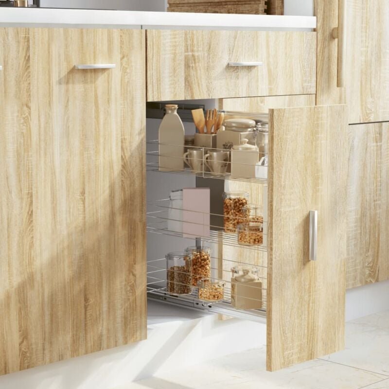 3-stufiger Küchen-Drahtkorb Ausziehbar Silbern 47x25x56 cm - Vidaxl