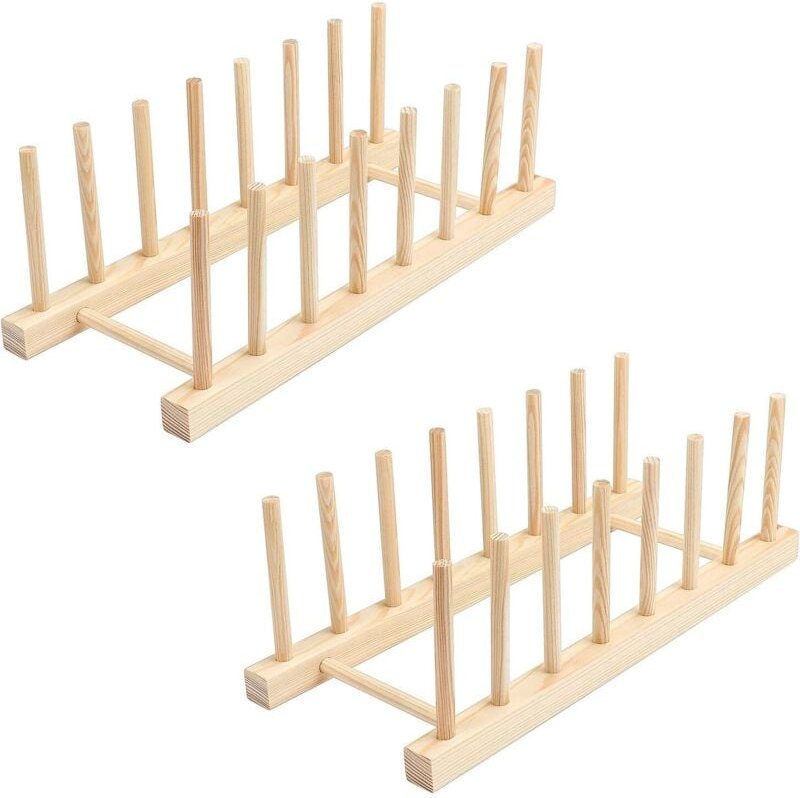 2er-Set Küchenregale aus Bambus zur Aufbewahrung von Geschirr und Tellern – geeignet zur Aufbewahrung von CDs, Geschirr,...