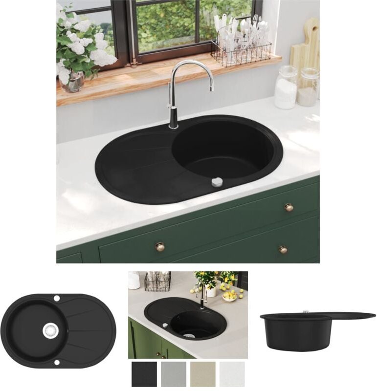 Maison Exclusive Granit Küchenspüle Einzelwaschbecken Oval