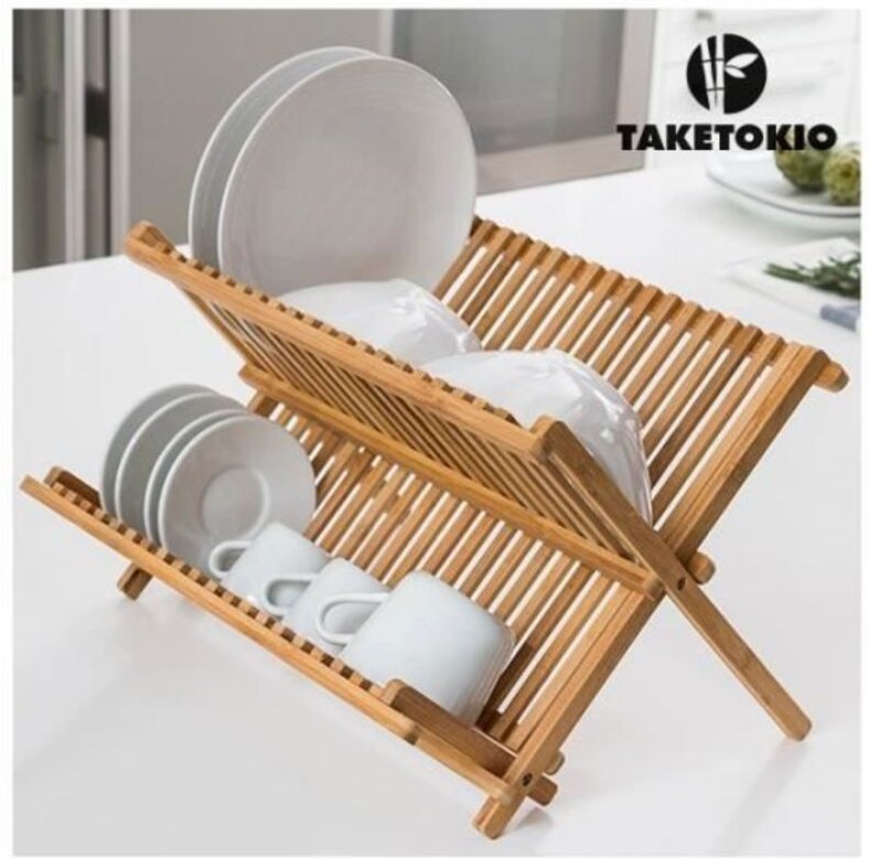 Bambus-Abtropfer - Universeller Abtropfständer Geschirr 2 Etagen