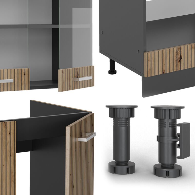 Vicco - Eckküche R-Line, Artisan Eiche/Anthrazit, 227 x 287 cm ohne Arbeitsplatte