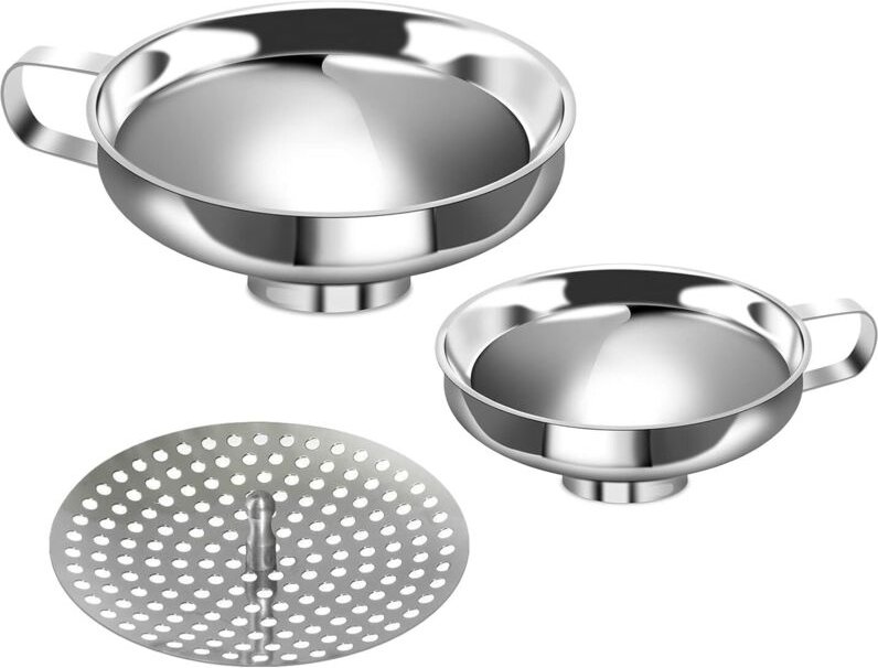 Einmachtrichter-Set aus Edelstahl, Trichter mit breiter Öffnung für Einmachgläser, 2er-Set