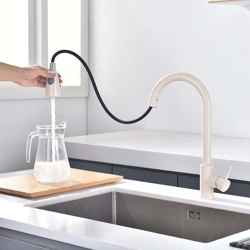 Küchenarmatur - 360° schwenkbarer Mischbatterie mit ausziehbarer Brause, 3 Sprühmodi, Spültischarmatur aus Edelstahl (Ha...