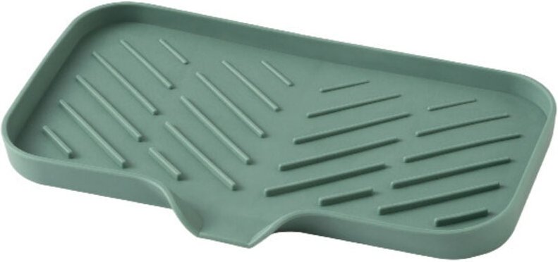 Schwammhalter aus Silikon, Graugrün, 24 x 15 x 1,7 cm, 1 Ablageschale für die Spüle, Seifenbürste, geeignet für Küche un...