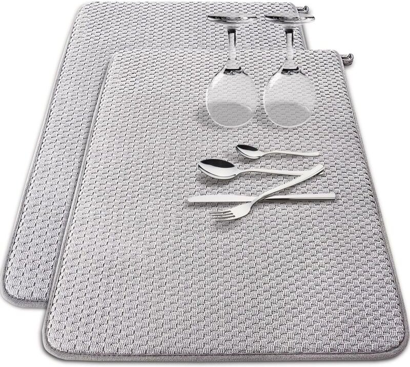 Set mit 2 Mikrofaser-Abtropfmatten, ultra-saugfähig, 61 x 43 cm (24 x 17 Zoll), große Abtropfmatten für Arbeitsplatten, ...
