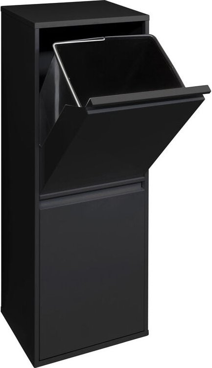 Basic Recycling Abfalleimer / Mülleimer aus Stahl, Mülltrennsystem mit 2 entnehmbaren Inneneimern aus Kunststoff mit Gri...